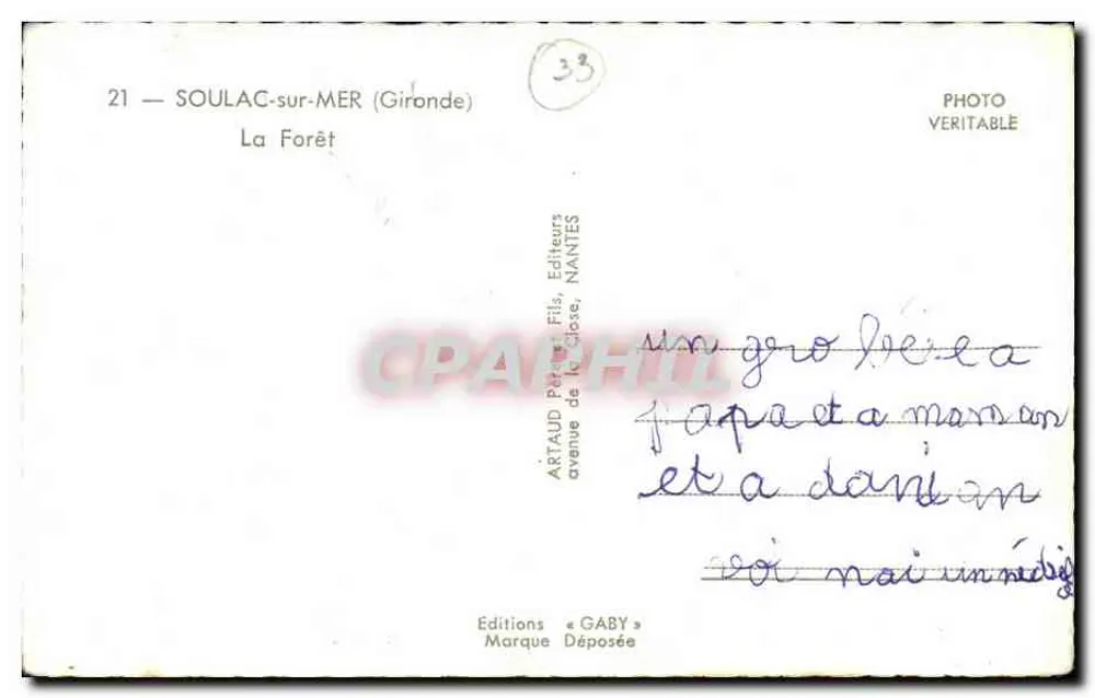 A Floresta — SoulaC-sur-MER (Gironde) — Éditions Gaby - Verso