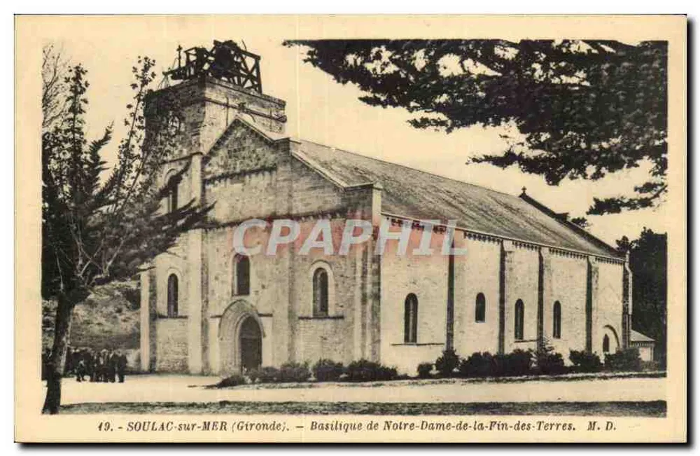 Soulac-sur-Mer — Basilika Notre-Dame-de-la-Pin-des-Terres — Phototypie Marcel Delbey, Bordeaux - Vorderseite