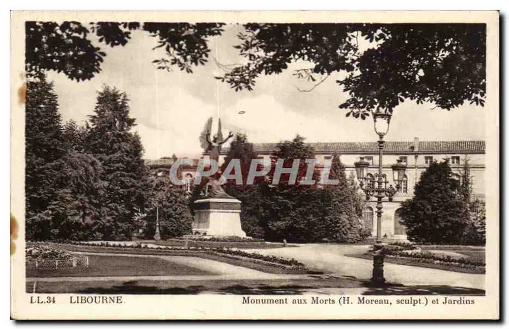 Libourne — Monumento aos Mortos (H. Moreau, escultor) e Jardins — LL.34 - Frente