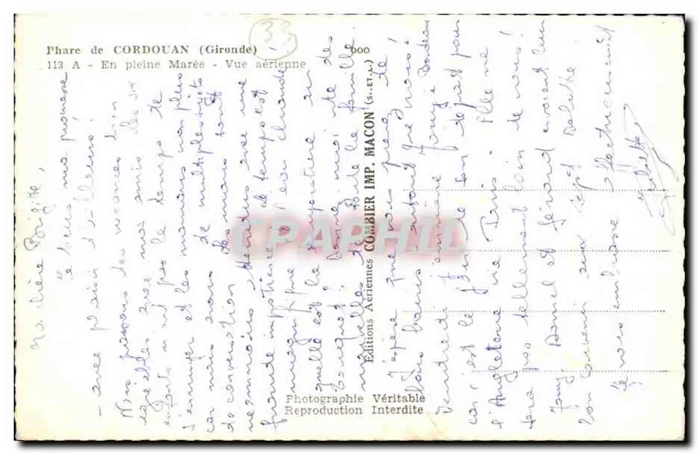 Leuchtturm Cordouan (Gironde) — Luftbild bei Hochwasser — Éditions Arriennes Combier - Rückseite