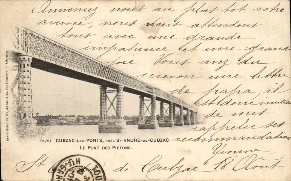 Cubzac-les-Ponts, nahe St-André-de-Cubzac — Der Fußgängerbrücke — Henry Guillier, Buchhändler - Vorderseite