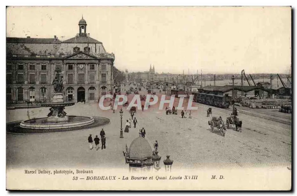 Bordeaux - Der Börseplatz und der Quai Louis XVIII — Marcel Delboy, Phototypie, Bordeaux, Nr. 59 - Vorderseite