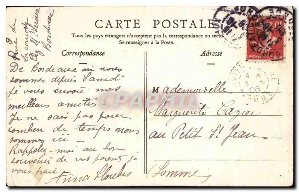 Bordeaux — Estátua de Tourny — Edição dos 'Diazés de France' n° 6 - Verso