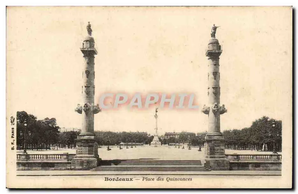 Bordeaux — Praça dos Quinconces — Editor B. F. Paris - Frente