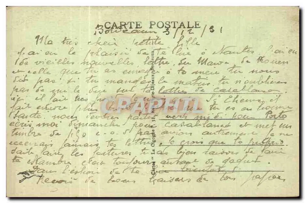 Bordeaux — Ruínas do Palácio Gallien — editor não identificado, n° de série 9 - Verso