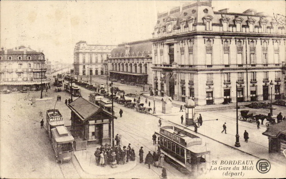 Bordeaux — A Estação do Meio-Dia (partida) — editor R. Masset, n° 28 - Frente