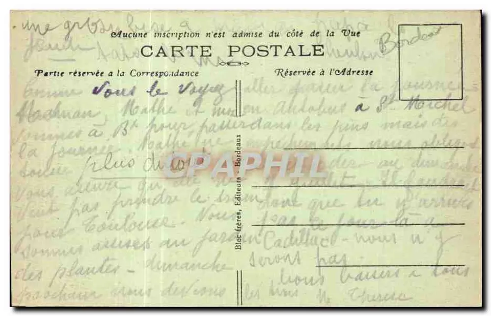 Bordeaux — O Hotel de Ville — B. R. — editor B. R. - Verso