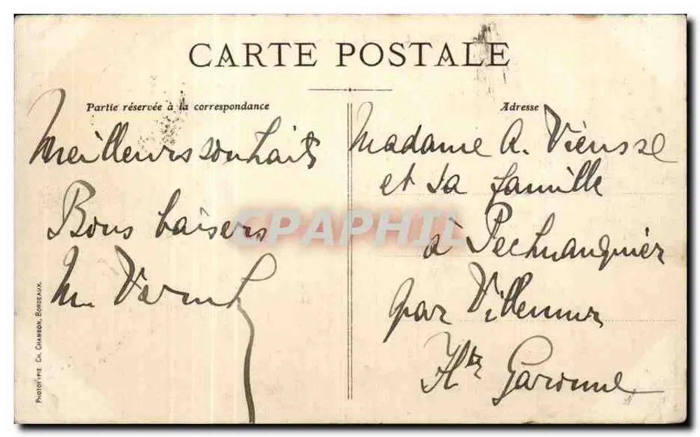 Bordeaux — A Douane — C. B. - Verso