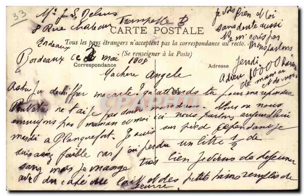 Bordeaux — A Porta das Salinas — PP. n°26 - Verso