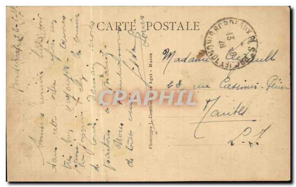 Bordeaux - Vista Geral e Ponte — Fototipo J. Cambier, Agat - Macon - Verso
