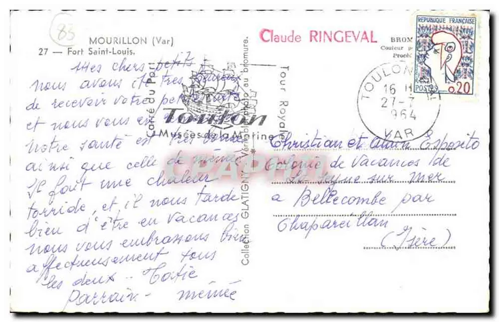 Porto de Toulon — visão dos barcos — Museus da Marinha - Verso