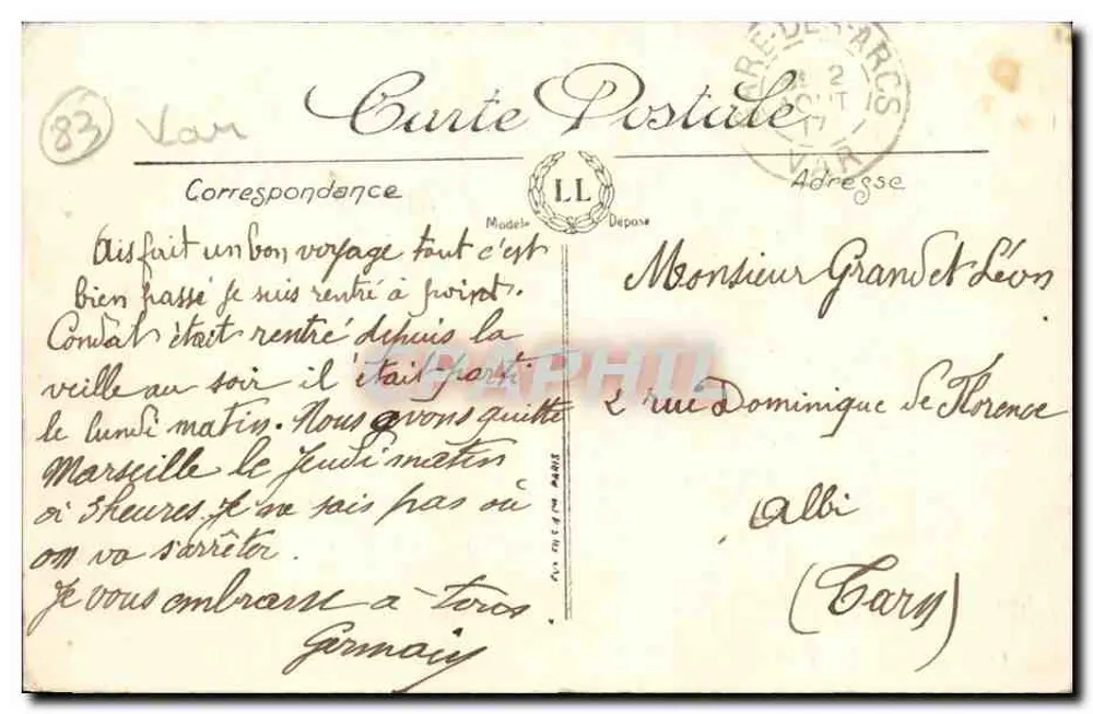 Toulon — La Gare — LL, n° 115 - Verso