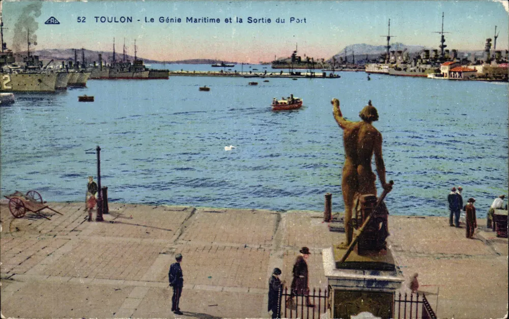 Toulon - Der Maritime Genius und die Hafenausfahrt — Antike Ansichtskarte Nr. 52, veröffentlicht von Cie Alsacienne des Arts Photomécaniques - Straßburg - Vorderseite