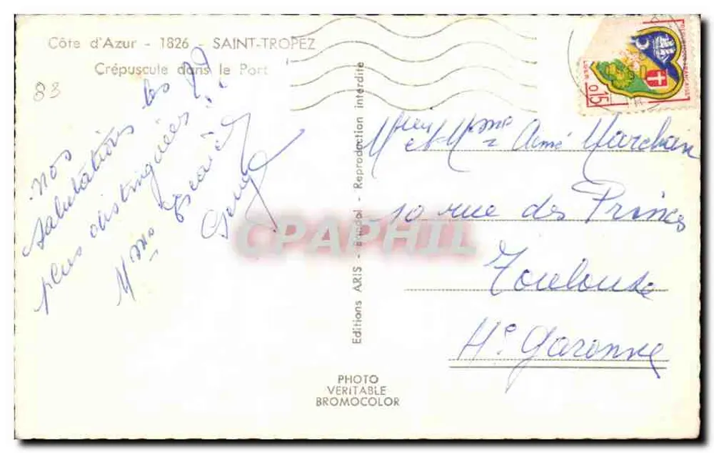 Saint-Tropez — Crepúsculo no Porto — Edições ARIS - Verso