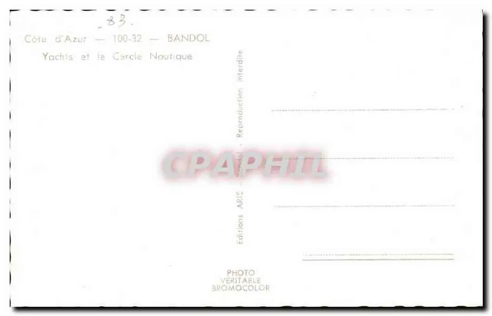 Bandol — Yachten und der Yachtklub — Editions ARIS - Rückseite