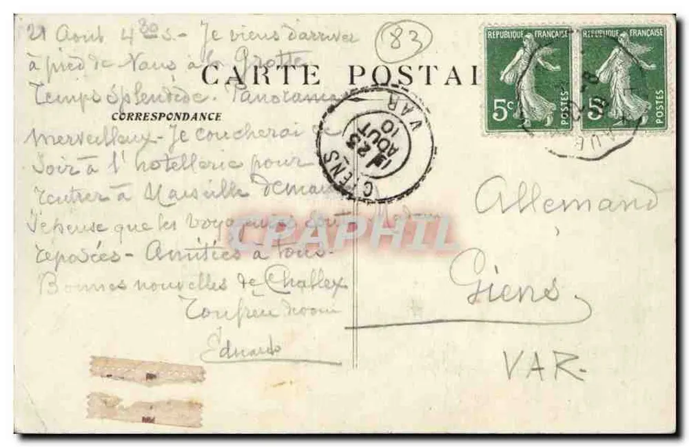 La Sainte-Baume — O St-Pilon e a Gruta — editor desconhecido, n° 911 - Verso