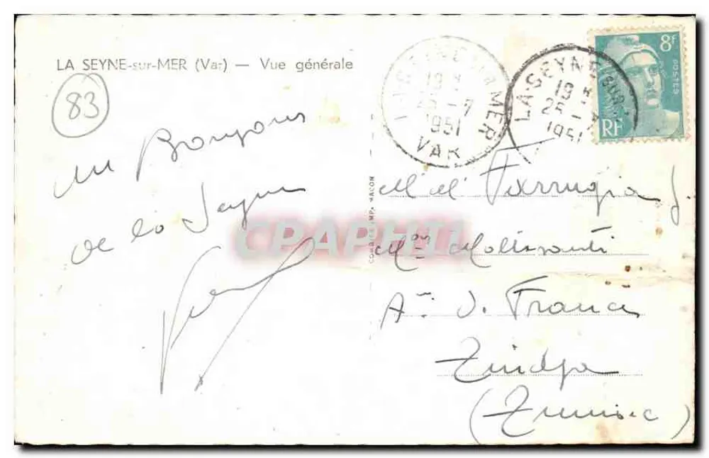 La Seyne-sur-Mer (Var) — Vista geral — Editor Clam, n°83 - Verso