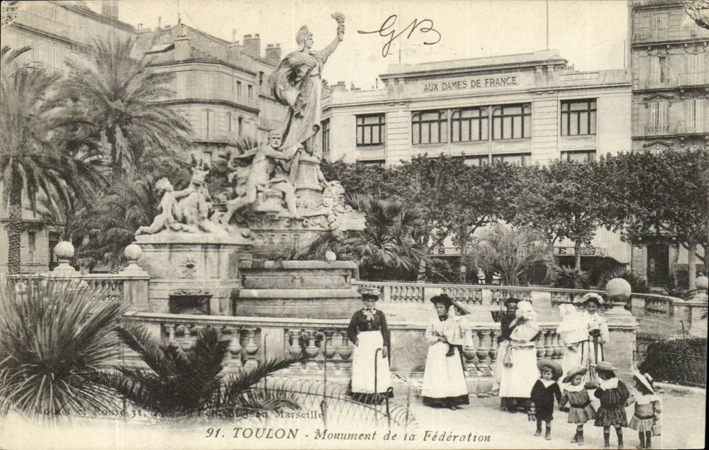 Toulon - Monument da Federação — editor Nourat e Postre, n° 91 - Frente