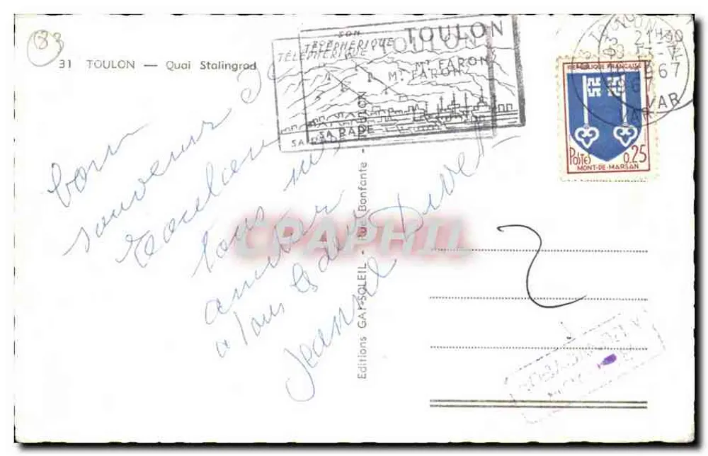 Calçada Stalingrad — Toulon — Edições Faron - Verso