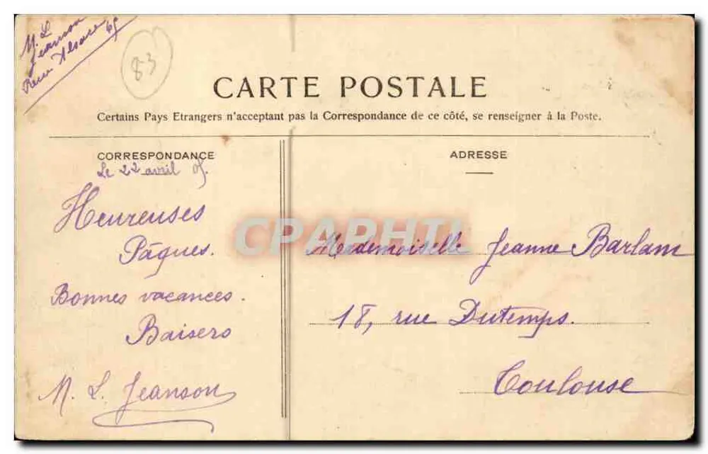 Toulon — O Teatro — Coleção A. Couturier, n°35 - Verso