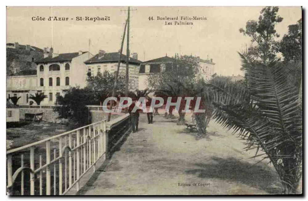 Côte d'Azur - St-Raphaël — Boulevard Félix-Martin, Die Palmen — Édition de Coquet - Vorderseite