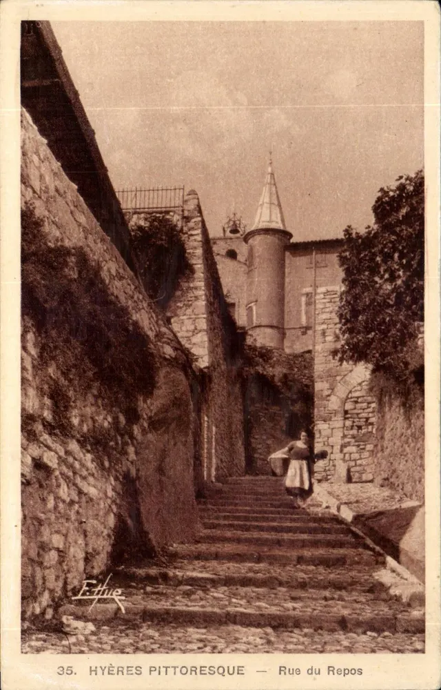 Pittoreskes Hyères — Rue du Repos — Verlag F. Hue - Vorderseite