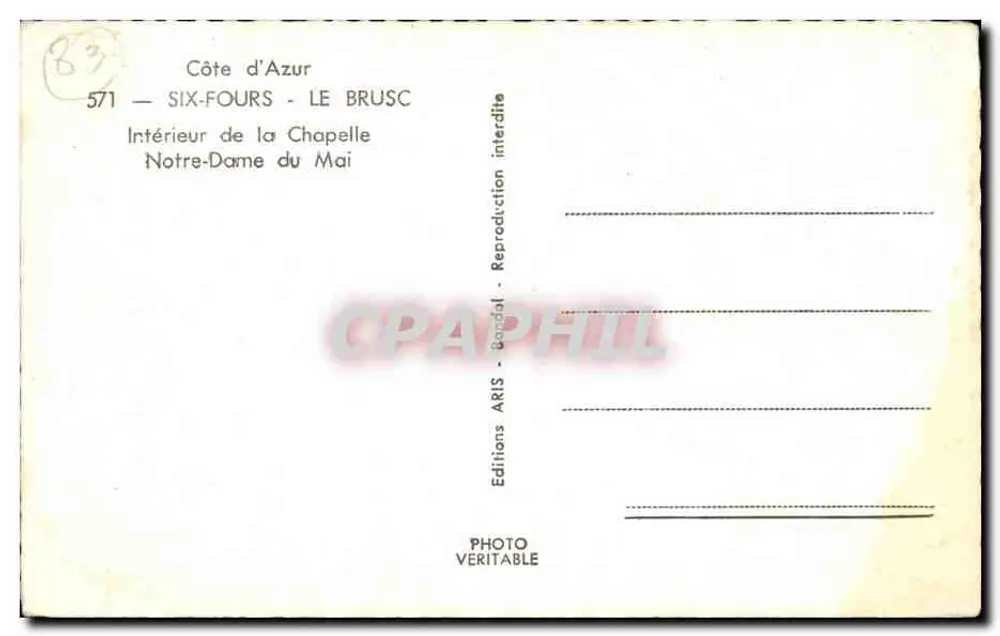 Innenansicht der Kapelle Notre-Dame du Mai — Six-Fours - Le Brusc — Editions ARIS - Rückseite