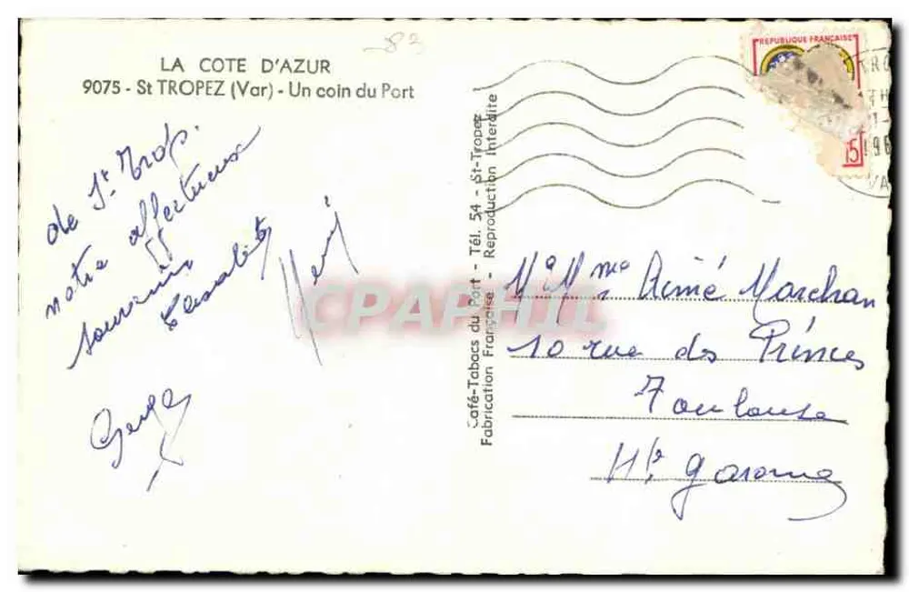 St-Tropez — Um canto do Port — Café-Tobac do Port - Verso