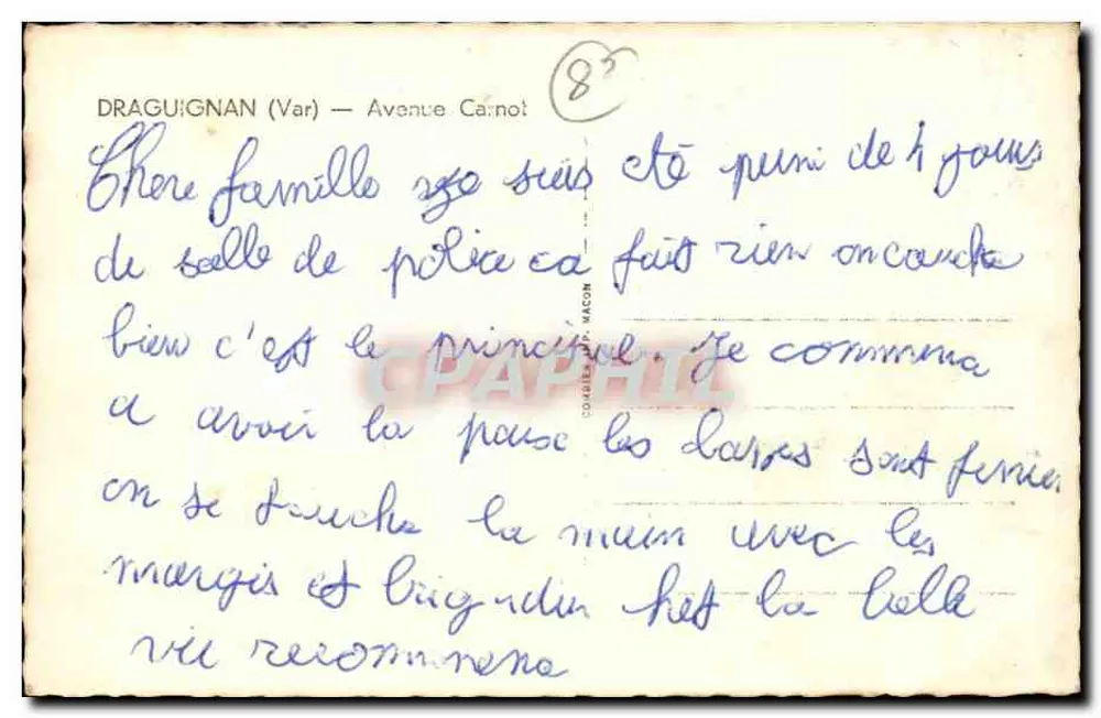 Draguignan (Var) — Aleja Carnot — wydawca Coulibeau & Macon, nr 83 - Rewers