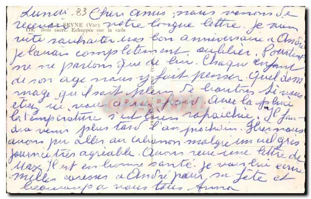 Vista da baía de Sainte-Marguerite — Seyne (Var) — editor não identificado, n° de série 118 - Verso