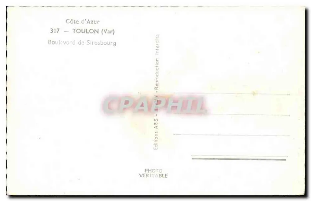 Visão da rua vista de um balcão — Toulon — Edições ARIS - Verso