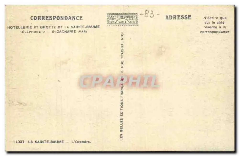 Höhle von Sainte-Baume — Denkmal im Wald — Verlag: Les Belles Éditions, Nice - Rückseite