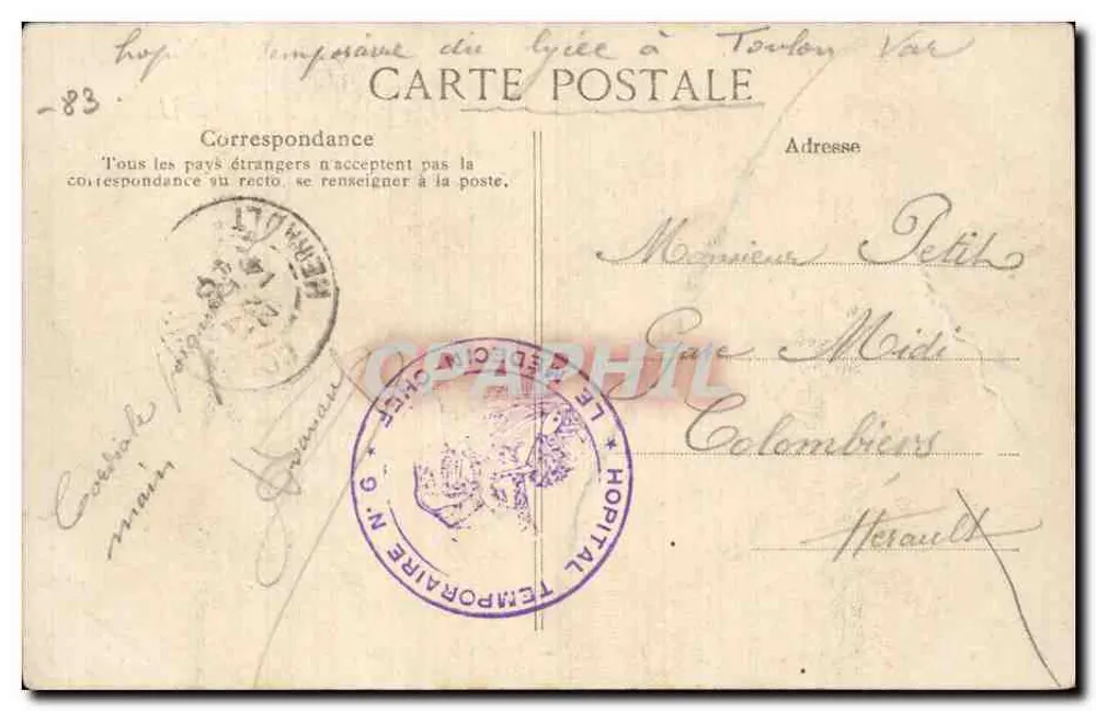 Toulon — Escola dos Mecânicos — E.P.D. - Verso