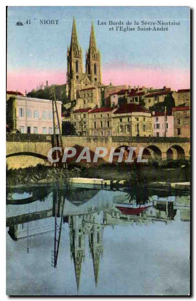 Niort — Die Ufer der Sèvre-Niortaise und die Kirche Saint-André — Ch. des Arts Photographiques, Paris - Vorderseite