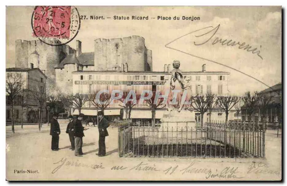 Niort — Estátua Ricard — Praça do Donjon — Editor Paris-Niort, n°27 - Frente