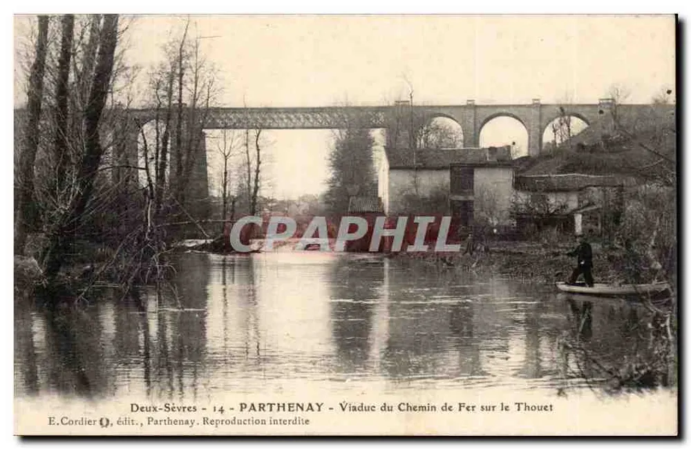 Parthenay — Viadukt der Eisenbahn über den Thouet — E. Cordier, Verlag, Parthenay - Vorderseite