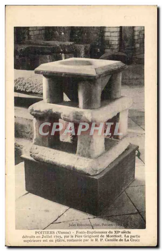 Poitiers (Vienne) - Fonts-Baptismaux do século XI - Jules Robuchon, fot. Poitiers - Frente