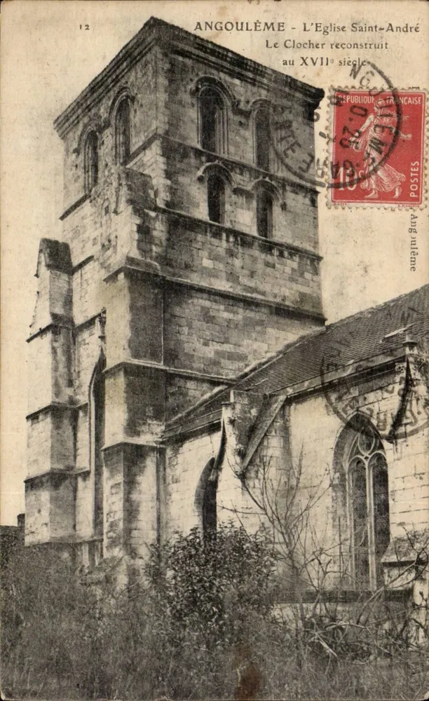 Angoulême - A Igreja de São André — A torre reconstruída no século XVII — editor desconhecido, n° 12 - Frente