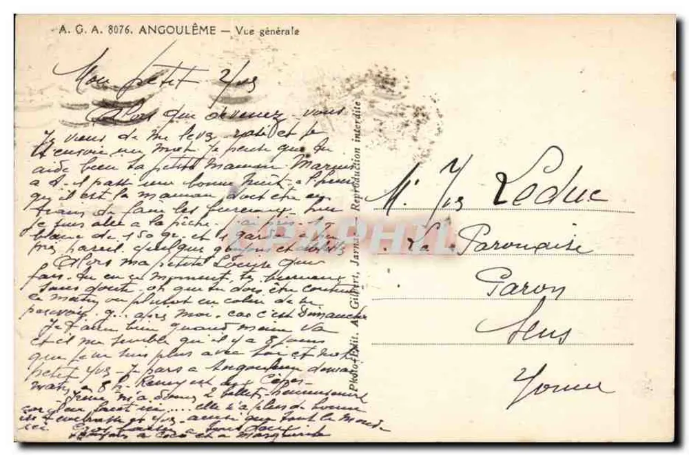Angoulême — Vista geral — A.G.A. 8076 - Verso