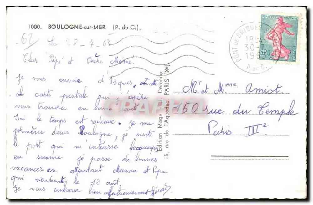Boulogne-sur-Mer — Panoramablick — Édition Mage, n°1000 - Rückseite