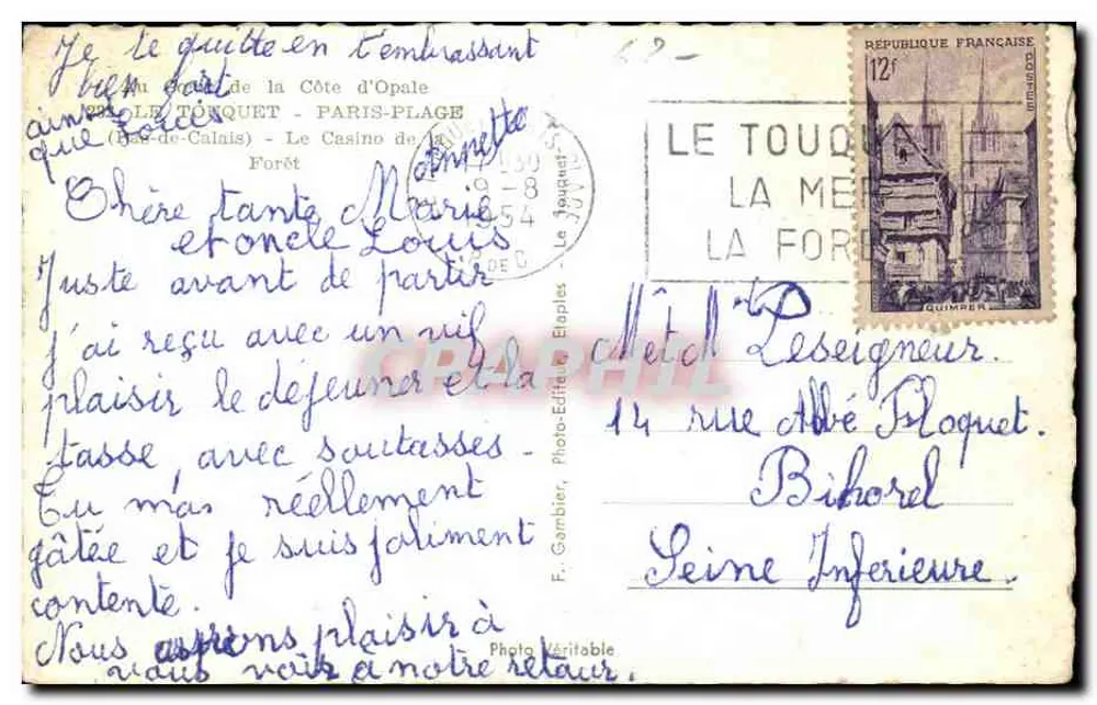 Le Touquet - Das Casino der Côte d'Opale — F. Gambier, Photo Véritable, n° 629 - Rückseite