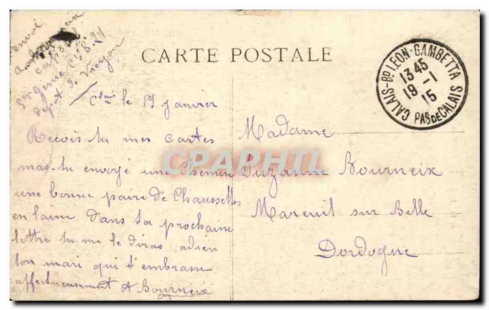 Frau mit Korb — Calais - Moulière — E.S. 225 - Rückseite