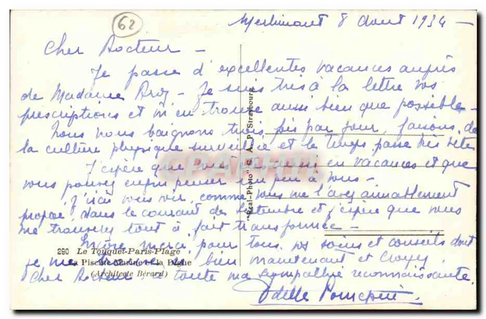 A Piscina Moderna e a Dique — Le Touquet-Paris-Plage — editor C.A.P. n°290 - Verso