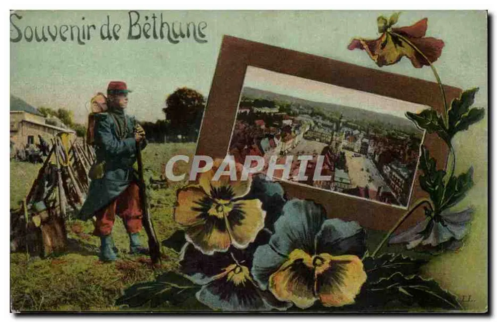 Erinnerung an Béthune — Soldat in Felduniform — Verlag L.L. - Vorderseite