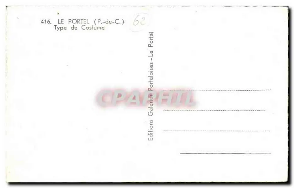 Mulher em traje tradicional — Le Portel (P.-de-C.) — Edições Galeries Porteloises - Verso