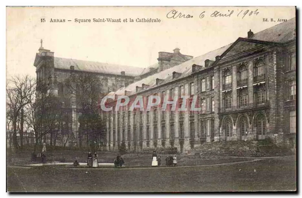 Arras — Praça São Wast e a Catedral — Ed. B., Arras - Frente