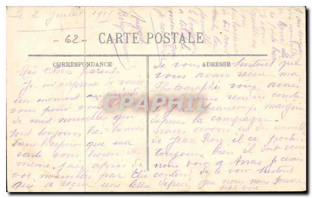 Arras — Rue St-Géry und der Glockenturm vor der Zerstörung — LL - Rückseite