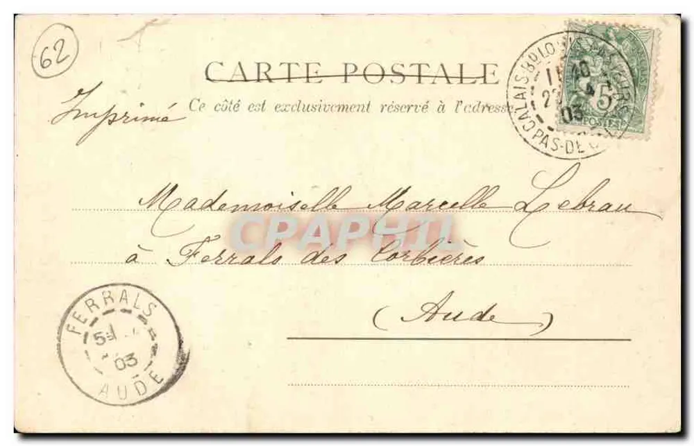 Jardim Richelieu — Calais — editor S.A. C.P. Calais, n° 1215 - Verso
