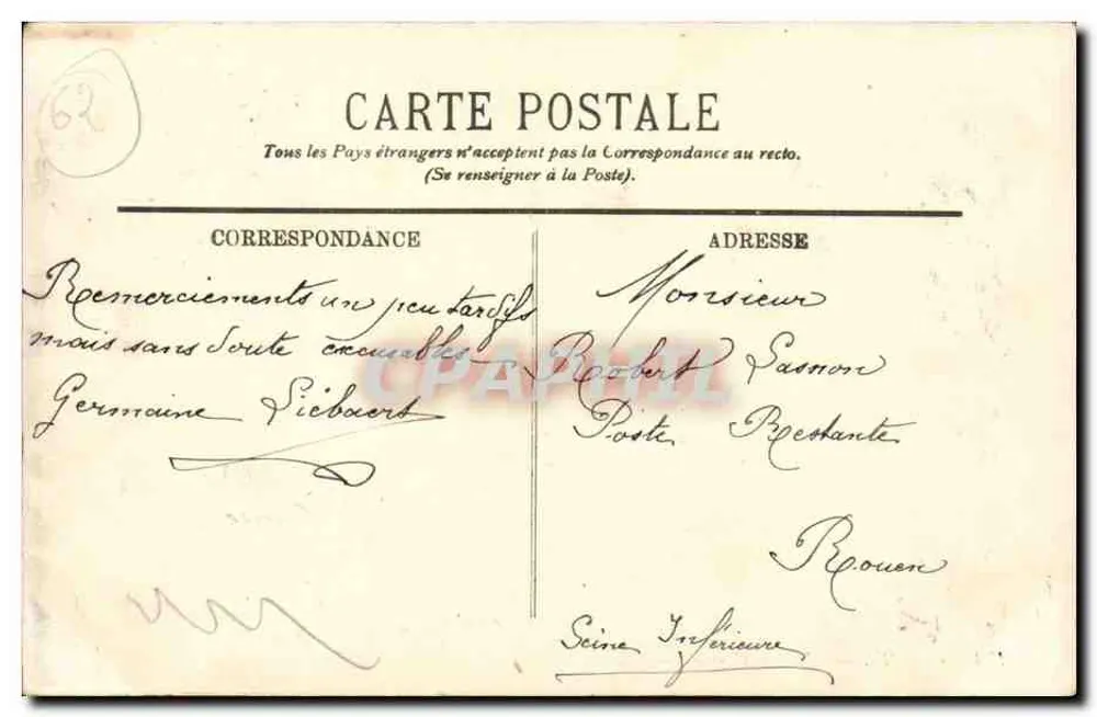 Calais — A Écluse Carrée — LL. — n° 133 - Verso