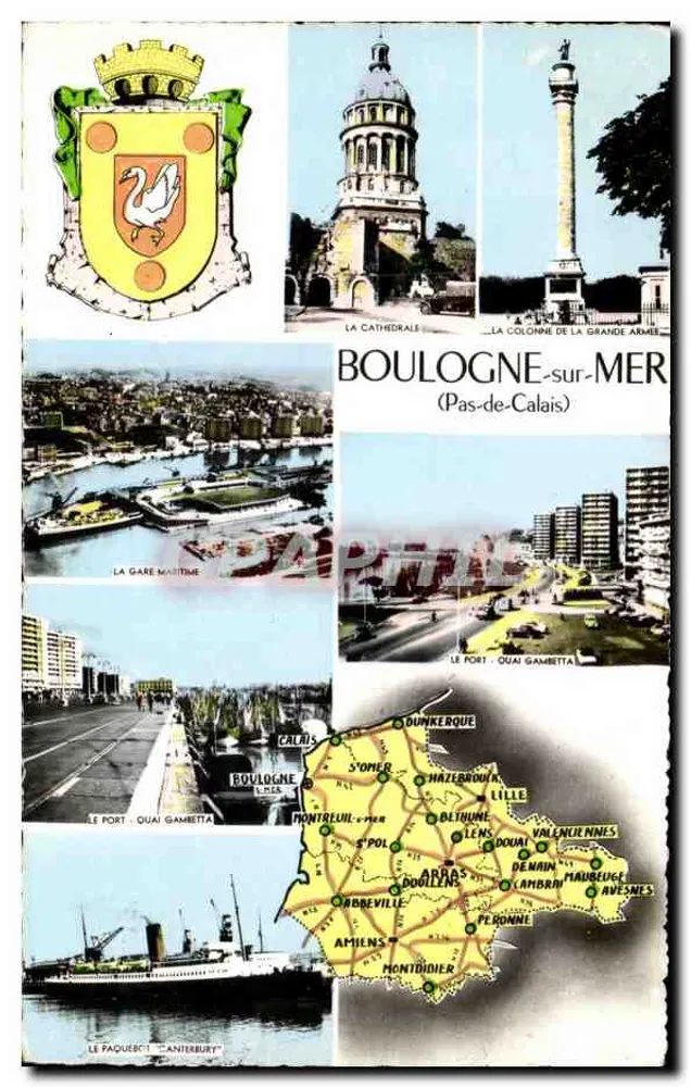 Boulogne-sur-Mer — vista panorâmica e locais — editor S. Con - Frente